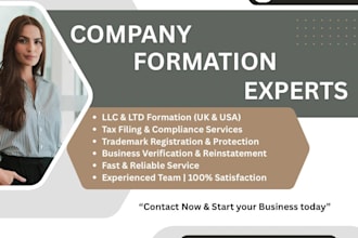 create llc or ltd and provide complete business setup