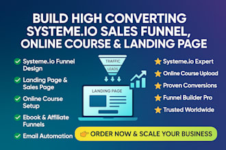 build high converting systeme io sales funnel, online course landing page