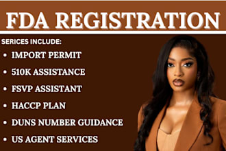 handle fda registration, import permits, product listing and compliance