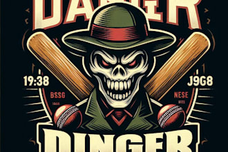 make a vintage cricket team mascot logo t shirt design