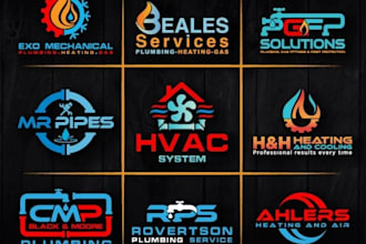 design heating hvac air condition plumbing and cleaning logo