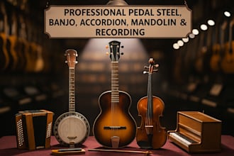 add authentic pedal steel, banjo, mandolin, or piano recordings to your track