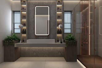 create photorealistic 3d bathroom and interior renders for your architect