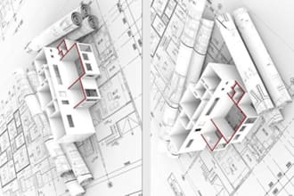 make 2d architecture house plan design and elevations construction drawings