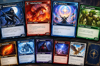 trading card game design with custom tcg cards, templates and print ready files