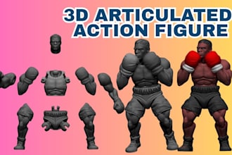 design 3d action figure, articulated poseable model for 3d printing