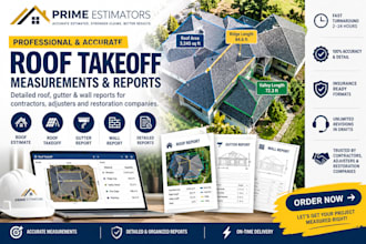 provide roof takeoff measurements and gutter wall reports