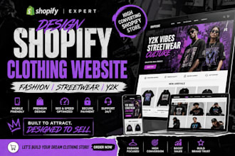 design shopify clothing website fashion store streetwear y2k clothing website