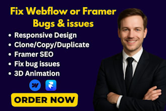 edit template update framer  webflow website seo fix bug layout responsive issue