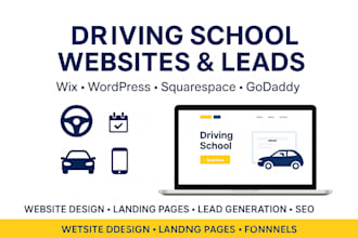 design driving school website, driving school landing page driving school leads