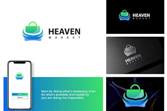 design marketplace app, shopping apps, and digital platform logo