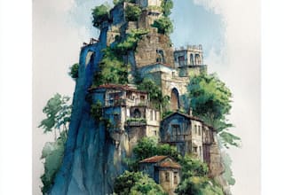 draw original watercolor landscape or architecture art