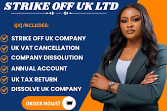 handle uk ltd strike off, file for dissolution and cancel vat