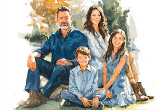 custom watercolor family portrait from photo