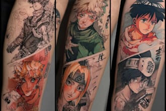 design custom anime tattoo, manga tattoo