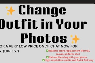change outfit your picture for formal attire, etc