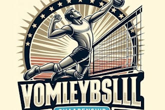 make vintage skull championship volleyball logo