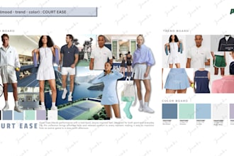 design activewear or sportswear with moodboards, sketches, and techpacks