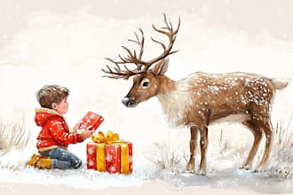 christmas book illustration, christmas children book, story book, christian book