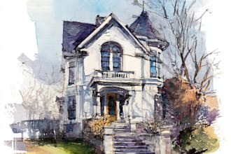 pencil or watercolor sketch your house