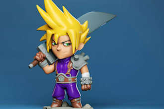 create 3d toy models,anime action figure,chibi character,vinyi toy stl for print