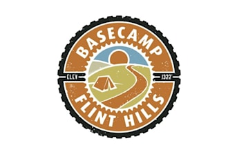 design clean camping cycling gravel roads rolling hills logo