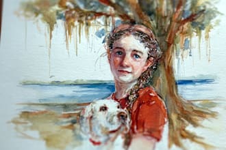 paint a portrait in traditional watercolor technique
