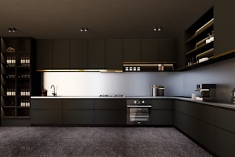 design kitchen interior in 3d and render
