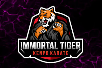 create a karate, jiu jitsu, gym, fitness mascot logo