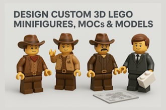 design custom 3d lego minifigures, animated lego mocs and printable lego models