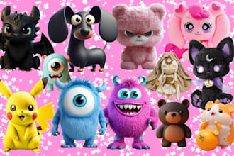 do custom plush model, plush toy character design 3d model ready for print