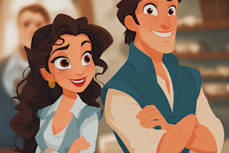 draw portrait in disney cartoon illustration
