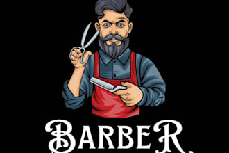 create modern vintage retro barbershop logo