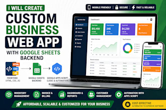 create a custom business web app with google sheets backend