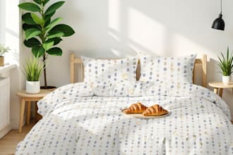 bedding mockup white bed sheets pillow covers PSD editable