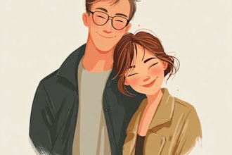draw couple portrait illustration