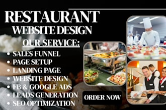 design a responsive restaurant, food, cafe, or catering business website