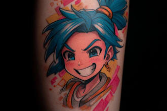 make comic cartoon anime tattoo design