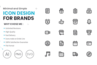 design modern minimalist line icons for your brand or app