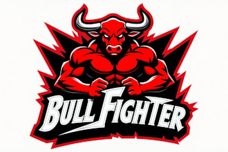 make an amazing bull fighter logo design with unlimited revision