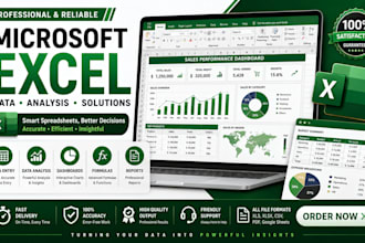 create, fix, and customize excel spreadsheets, formulas, and dashboards