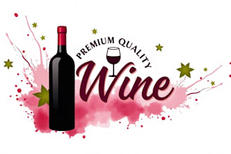 make a high quality red wine glass logo design  with unlimited revision