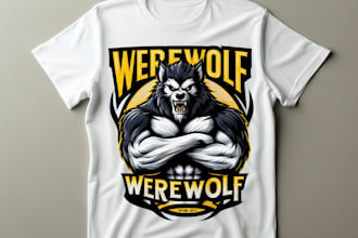 create werewolf with t shirt design for your fashion