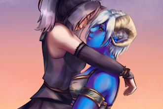 draw anime style illustration character in normal and nsfw
