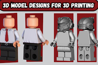 do 3d lego model design, 3d lego minifigure, 3d toy, 3d figure for 3d printing