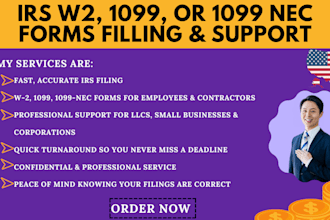 prepare and file irs w2, 1099, or 1099 nec forms for your business fast