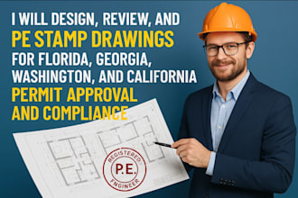 draw, review, and pe stamp drawings for florida, georgia,washington, california