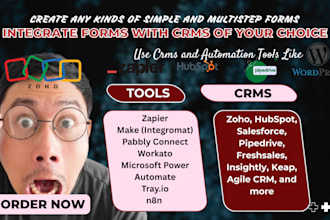create and integrate your forms with hubspot, zoho etc with zapier, make etc
