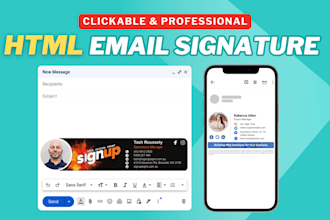 create modern clickable HTML email signature for outlook and gmail