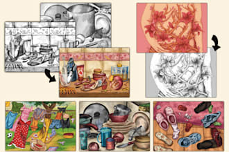 draw detailed hand drawn illustration